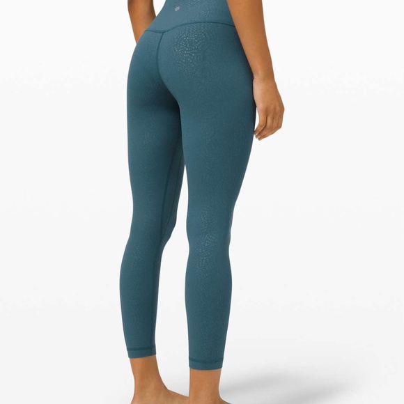 LULULEMON ALIGN PANT II 25" Size 0 - Filigree Emboss Bermuda Teal - Picture 7 of 7